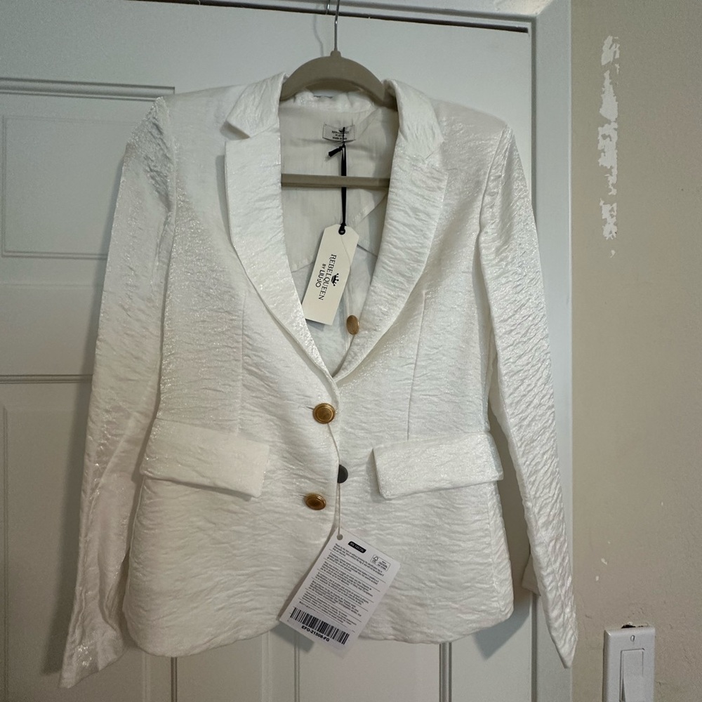Liu Jo Textured White Blazer with Gold Buttons IT 40
